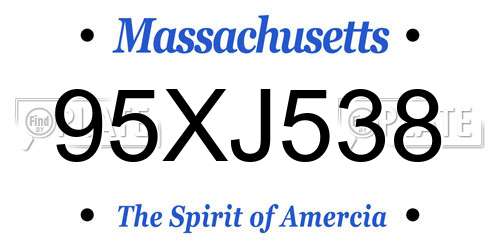 95XJ538 Massachusetts License Plate