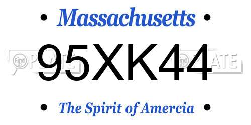 95XK44 Massachusetts License Plate