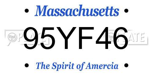 95YF46 Massachusetts License Plate