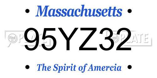 95YZ32 Massachusetts License Plate