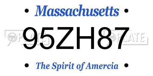95ZH87 Massachusetts License Plate
