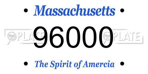 96000 Massachusetts License Plate