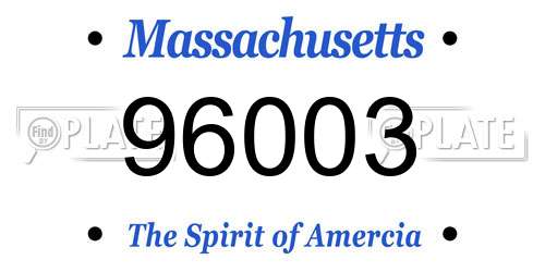 96003 Massachusetts License Plate