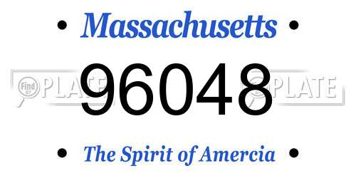 96048 Massachusetts License Plate