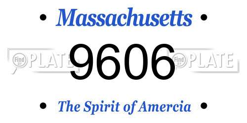 9606 Massachusetts License Plate