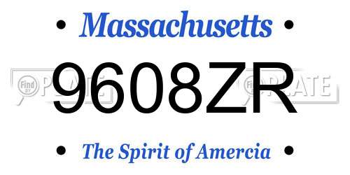 9608ZR Massachusetts License Plate