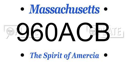 960ACB Massachusetts License Plate
