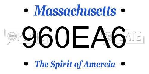 960EA6 Massachusetts License Plate
