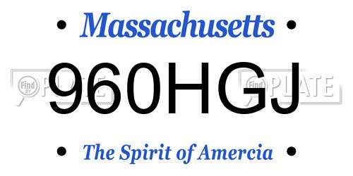 960HGJ Massachusetts License Plate