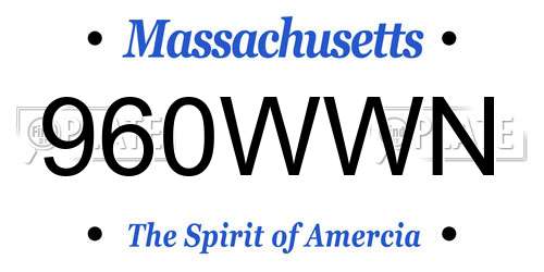 960WWN Massachusetts License Plate