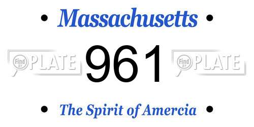 961 Massachusetts License Plate