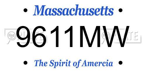 9611MW Massachusetts License Plate