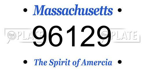 96129 Massachusetts License Plate