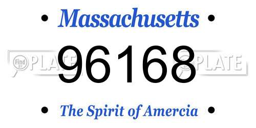 96168 Massachusetts License Plate