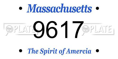 9617 Massachusetts License Plate