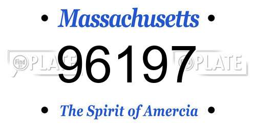 96197 Massachusetts License Plate