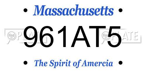 961AT5 Massachusetts License Plate