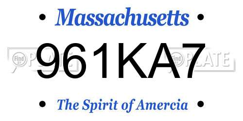 961KA7 Massachusetts License Plate