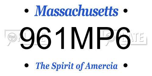 961MP6 Massachusetts License Plate