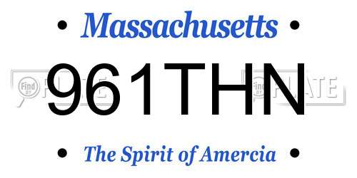 961THN Massachusetts License Plate