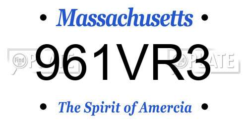 961VR3 Massachusetts License Plate