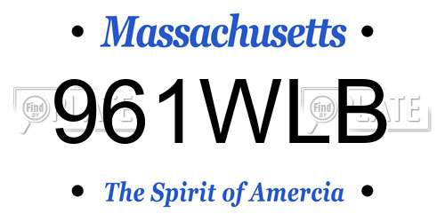 961WLB Massachusetts License Plate
