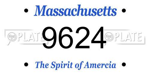 9624 Massachusetts License Plate