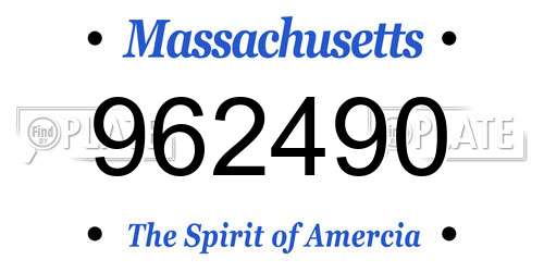 962490 Massachusetts License Plate