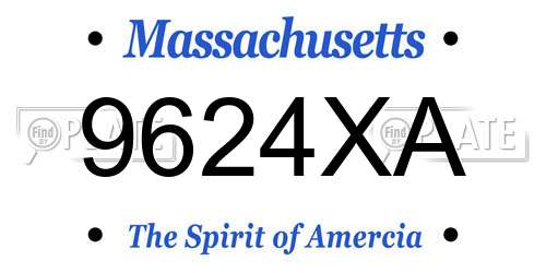 9624XA Massachusetts License Plate