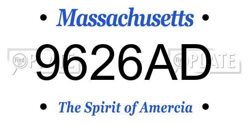 9626AD Massachusetts License Plate