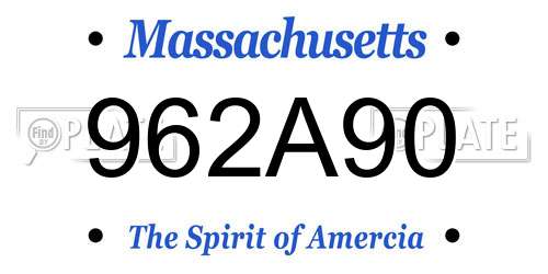 962A90 Massachusetts License Plate