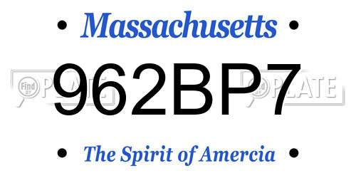 962BP7 Massachusetts License Plate