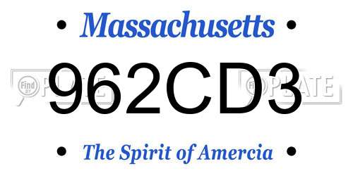 962CD3 Massachusetts License Plate