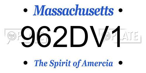 962DV1 Massachusetts License Plate