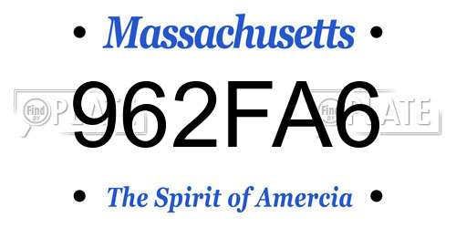 962FA6 Massachusetts License Plate