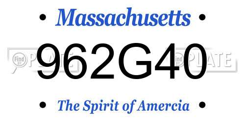 962G40 Massachusetts License Plate