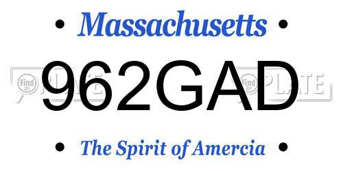 962GAD Massachusetts License Plate