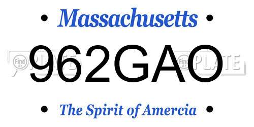 962GAO Massachusetts License Plate