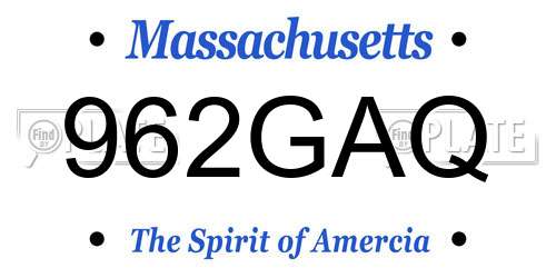 962GAQ Massachusetts License Plate