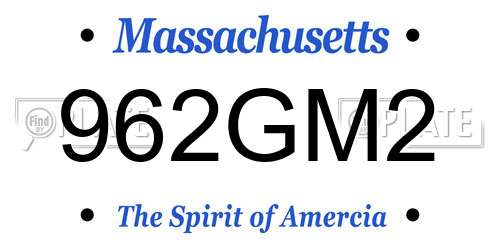 962GM2 Massachusetts License Plate