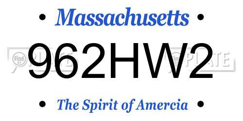 962HW2 Massachusetts License Plate