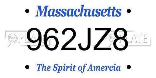 962JZ8 Massachusetts License Plate