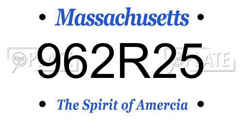 962R25 Massachusetts License Plate