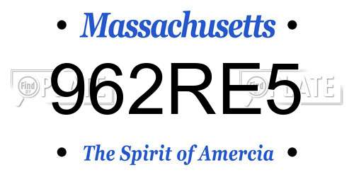 962RE5 Massachusetts License Plate