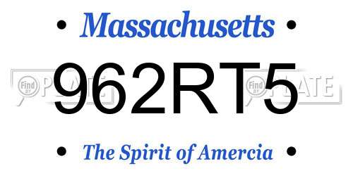 962RT5 Massachusetts License Plate