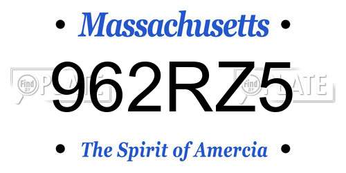 962RZ5 Massachusetts License Plate