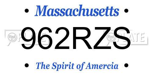 962RZS Massachusetts License Plate