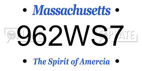 962WS7 Massachusetts License Plate