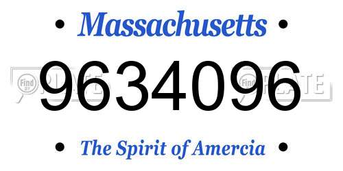 9634096 Massachusetts License Plate