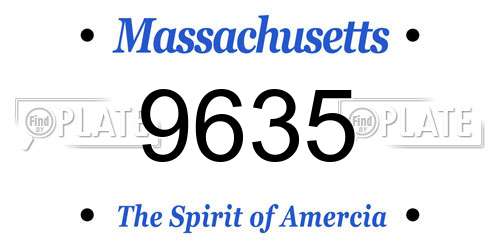 9635 Massachusetts License Plate